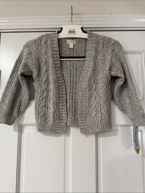 Cat & Jack Baby Girls Gray Cable-Knit Cardigan Sweater Size 4T